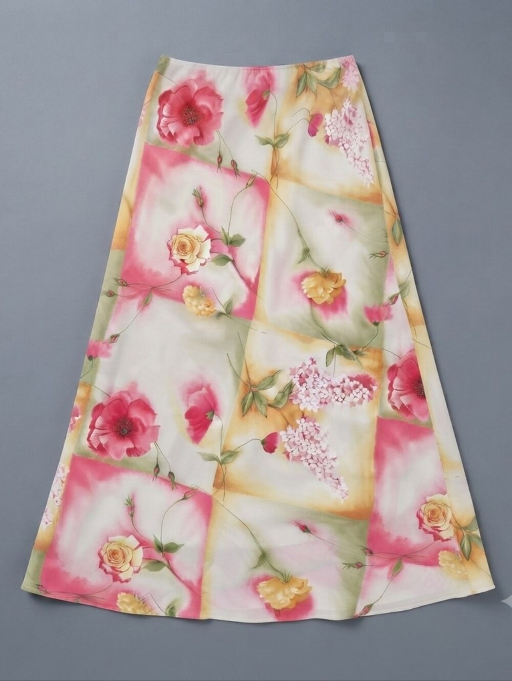 J.W. Treci Vintage Floral A-Line Maxi Skirt Size 8 Watercolor Print Made in USA